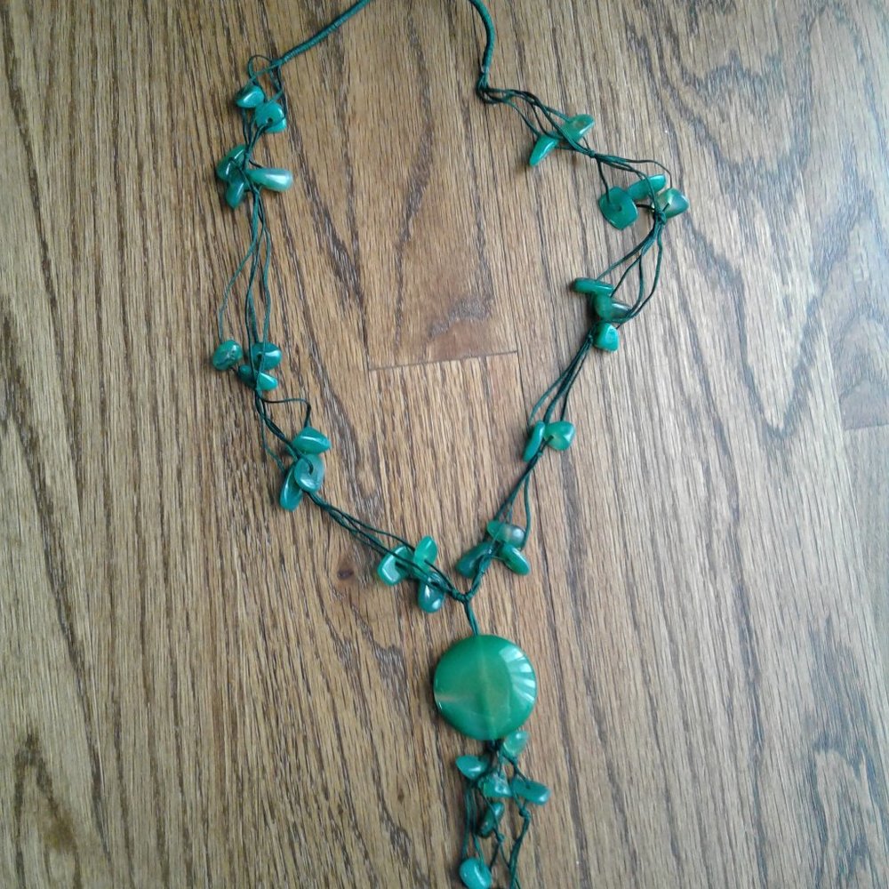 Green bead necklace